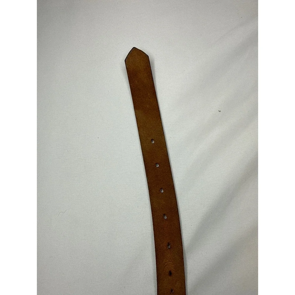 Vintage Full Grain Cowhide Leather Basketweave Belt Brown Made in USA Mens 40